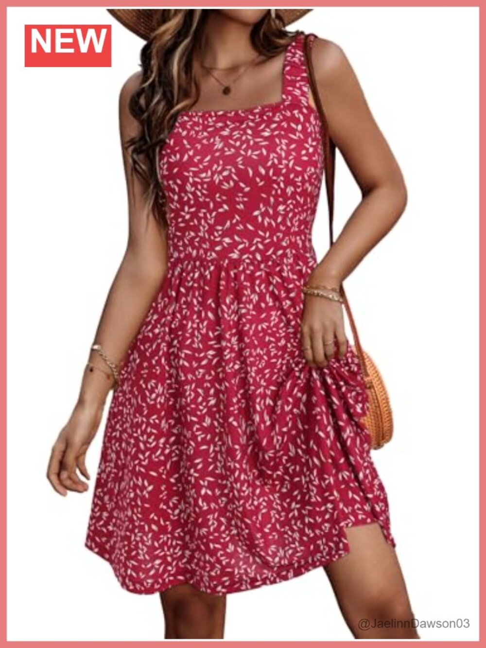 Women's Summer Casual Square Neck Sleeveless A-Line Short Dress with Pockets